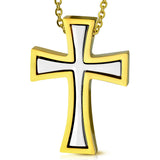Stainless Steel Two Toned Cross Necklace
