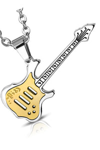 Stainless Steel Two Toned Guitar Necklace